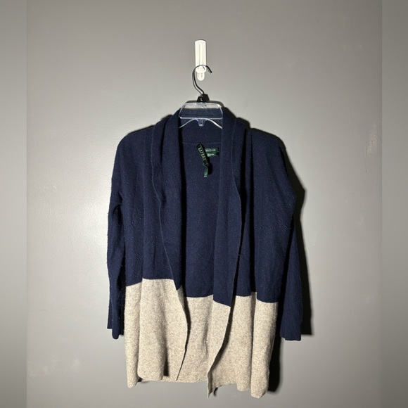 Lauren Ralph Lauren 100% Cashmere Color Block Cardigan Womens Size Small - Picture 2 of 4